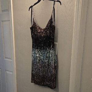BLACK SILVER ROSE GOLD SEQUIN DRESSS